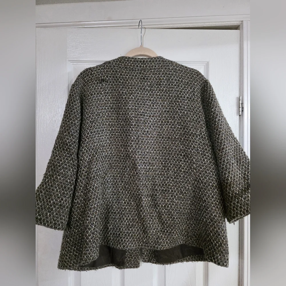 EILEEN FISHER Women's Textured jacket Coat Knit Cottage Wool Quiet Luxury Merino